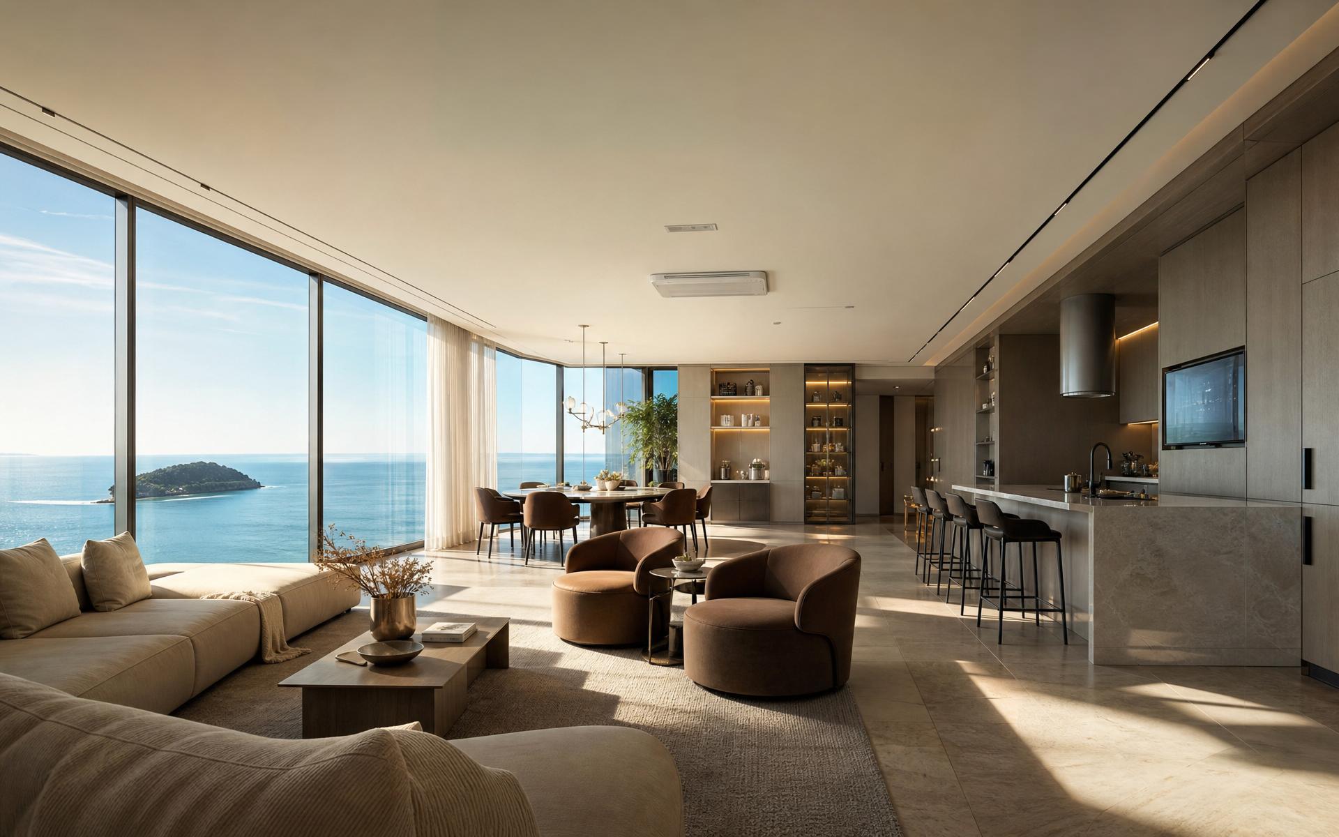 Vista do mar de Balneário Piçarras a partir de um apartamento de alto padrão